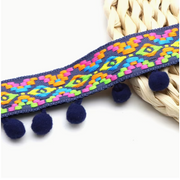 0.91 meter Multicolor Polyester Pom Pom Fringe Tassel Lace Braid Trim Ribbon -