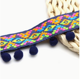 0.91 meter Multicolor Polyester Pom Pom Fringe Tassel Lace Braid Trim Ribbon -