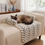 Dog Cat Couch Bed, Plush Pet Sofa Bed with Bolster, Non-Slip Furniture Protector Cover for Indoor Cats Small Dogs