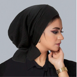 1pc Lace-Up Lined Solid Color Headband Cap, Lightweight Elastic Headwrap For Women
