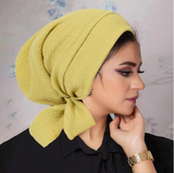 1pc Lace-Up Lined Solid Color Headband Cap, Lightweight Elastic Headwrap For Women