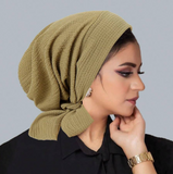 1pc Lace-Up Lined Solid Color Headband Cap, Lightweight Elastic Headwrap For Women