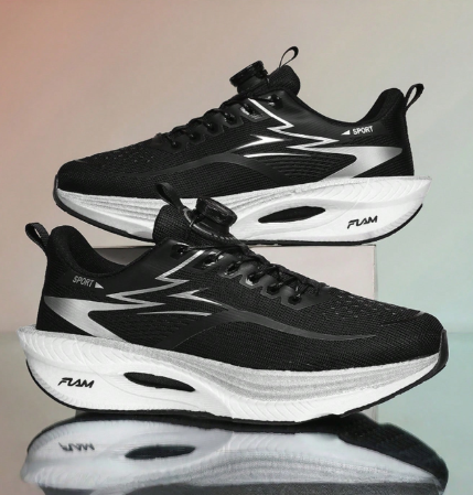 Unisex Carbon Plate Marathon Running Shoes - Lightweight Shock-Absorbing Sports Shoes, Anti-Slip Shock-Absorbing/Rubber Outsole, Rotary Button Design, Easy To Put On And Take Off, Low-Top Breathable Design, Suitable For Marathon, Gym And Training Scenario
