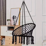120×80 cm Bohemian-style Hanging Chair with Tassels | Ideal for Bedroom or Outdoor Use, Perfect for Patios, Porches, Decks, Courtyards, Gardens, Made of Polyester and Nylon Rope