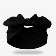1Pcs Black Big Bow Knot Turban Headband, Heart Polka Dot Paisley Print Elastic Wide Hair Wrap