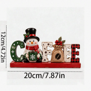 1pc Christmas Santa Claus Coffee Table Decor, 3D COFFEE Letter Ornament With Snowflake Mug And Buffalo Plaid, Rustic Christmas Decoration For Coffee Bar, Kitchen Countertop, Holiday Home Decor, Christmas Decor, Christmas Coffee