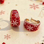1 Pair Christmas Cartoon Print Hoop Earrings, Santa Claus / Christmas Tree / Gingerbread Man Enamel Earrings, Festive Atmosphere Earrings Suitable For Women To Wear During Holidays