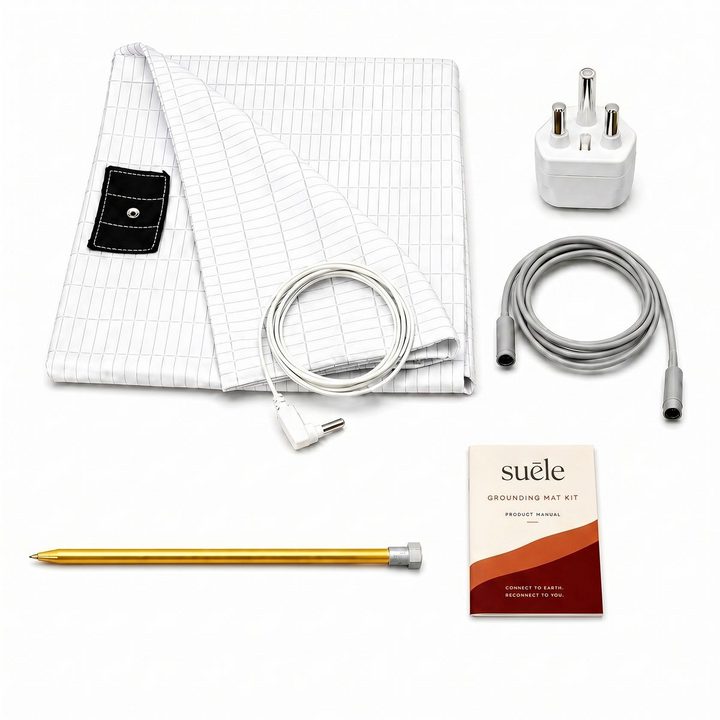 Terra Grounding Mat | Pure Cotton & Silver Bed Sheet with Earthing Rod Kit