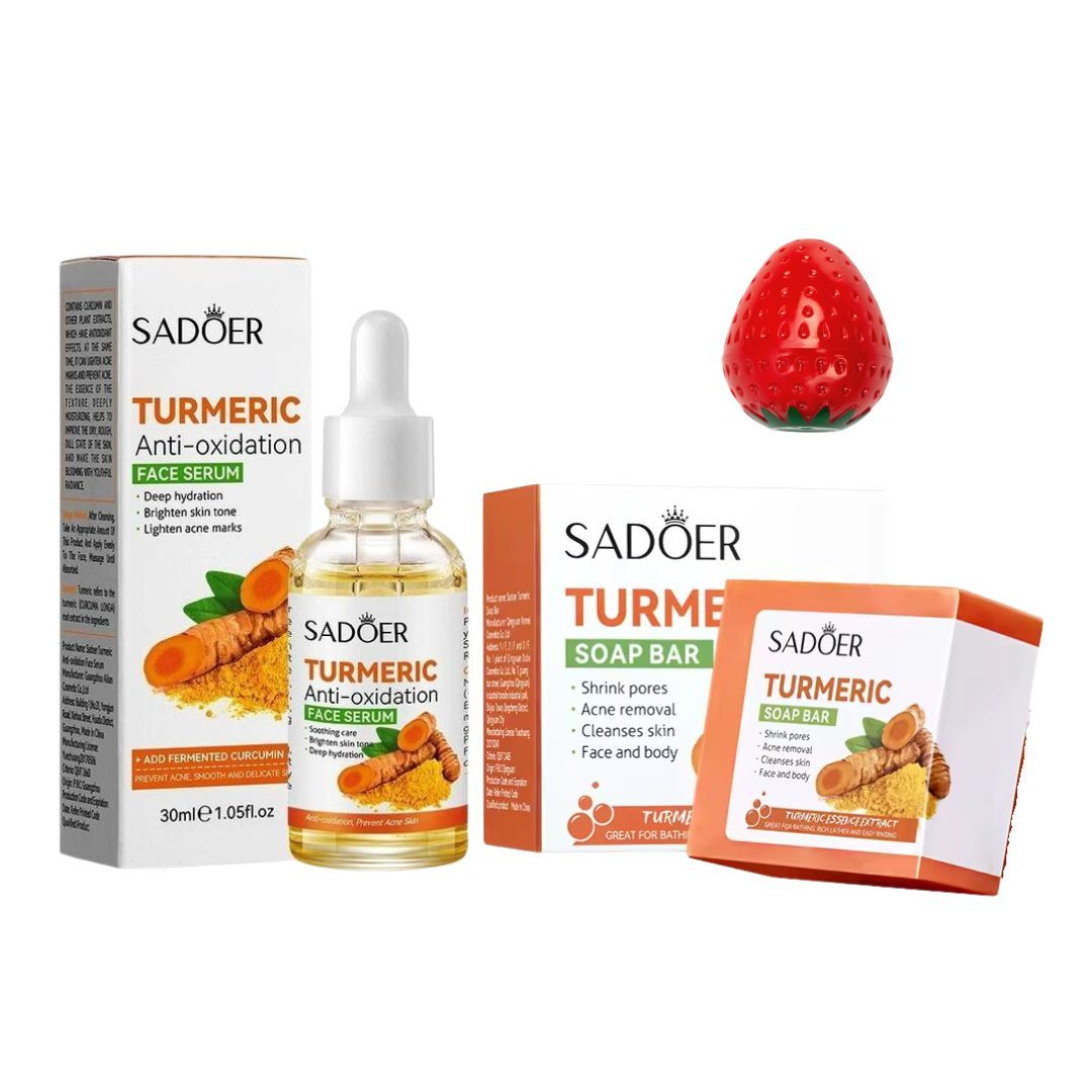 Turmeric Soap Bar, Turmeric Face Serum And Lip Balm