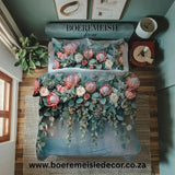 Pink Protea and white rose Boeremeisie Duvet Cover