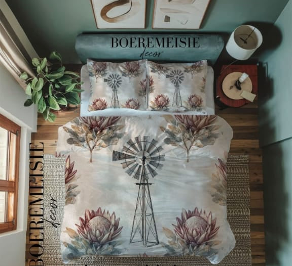 Windmill And Protea Duvet Set
