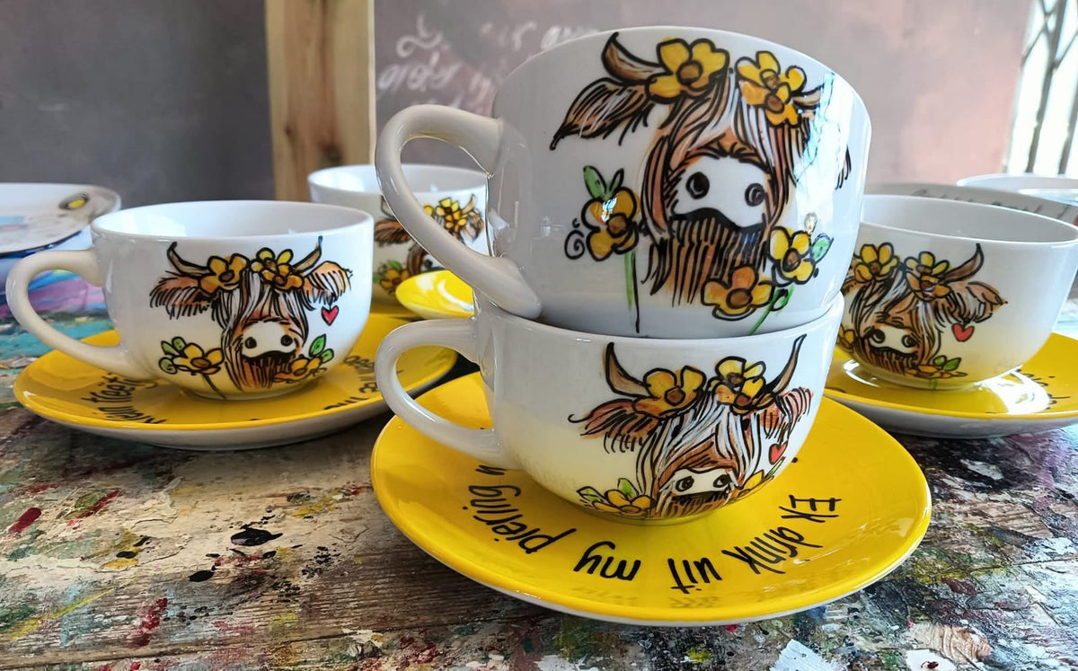 Printed Tea Cup & Saucer Set