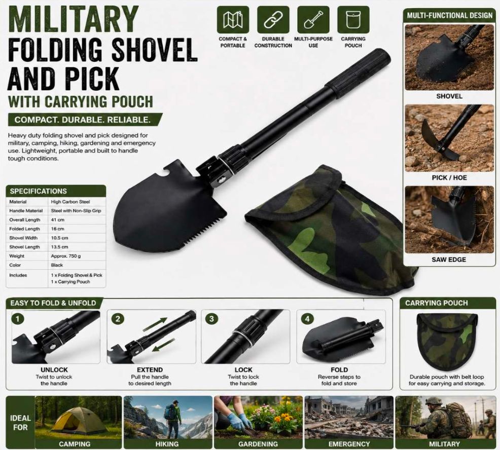 Folding Shovel in Pouch