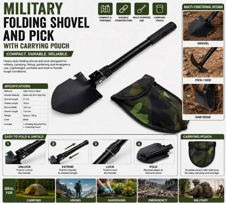 Folding Shovel in Pouch