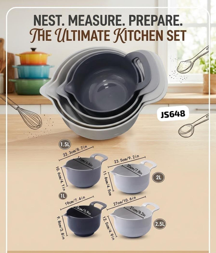 4PCS Plastic Mixing Bowls