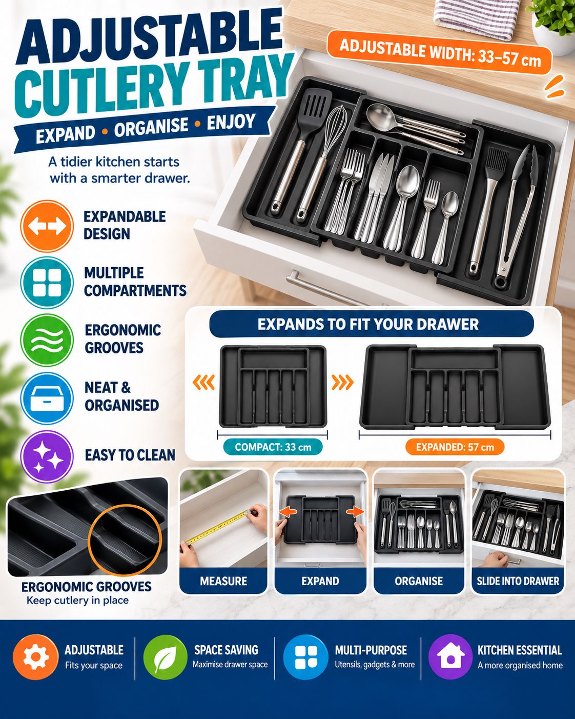Adjustable Cutlery Tray