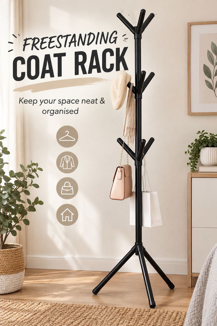 Freestanding Coat & Bag Rack