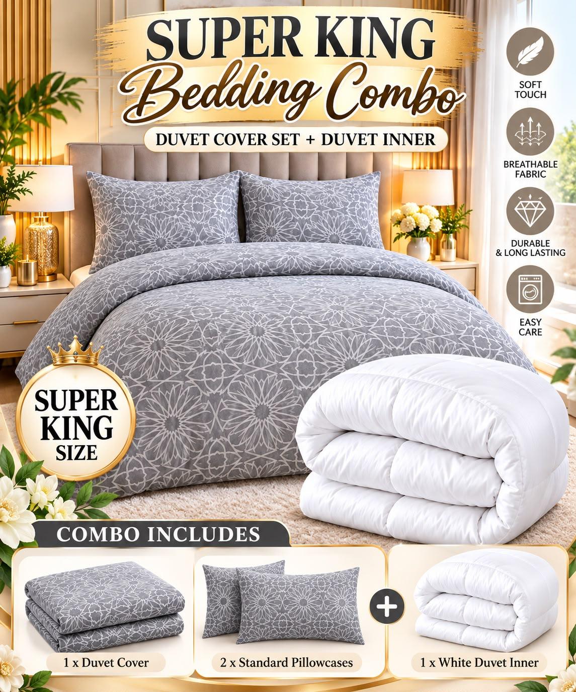 Super King Luxury Bedding Combo