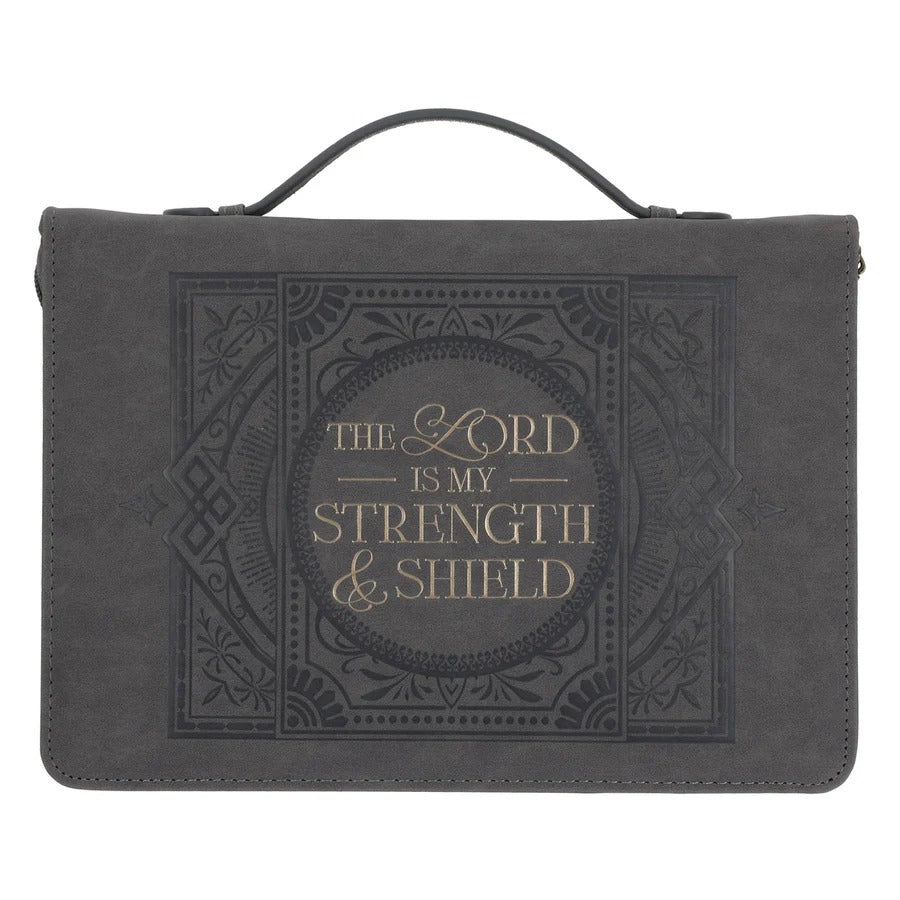 The Lord Is My Strength and My Shield Bible Bag - Dark Grey