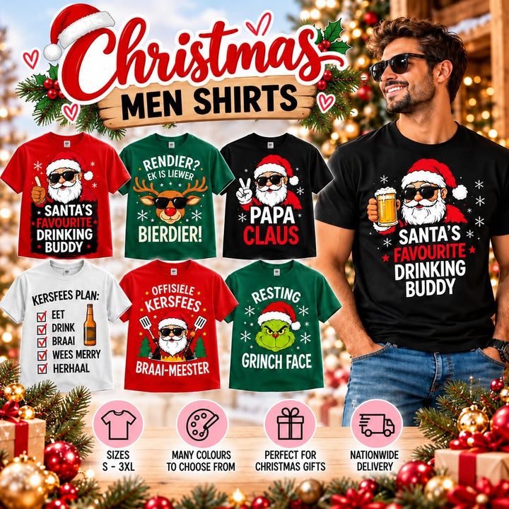 Men's Afrikaans Christmas T-Shirts – Braai & Festive Designs
