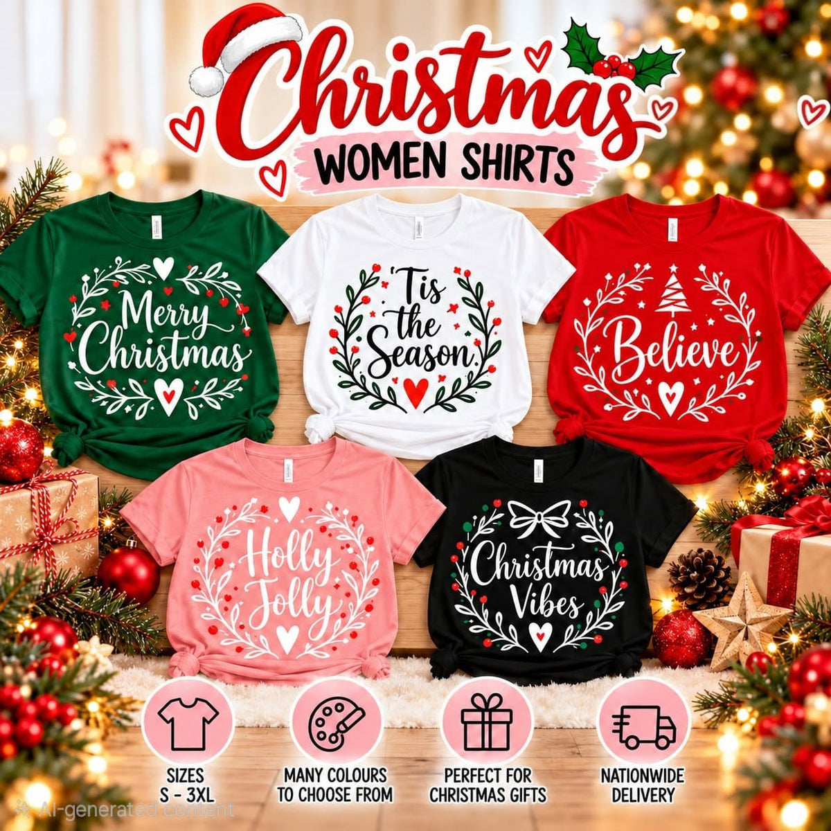 Ladies' Christmas T-Shirts – Elegant Festive Designs