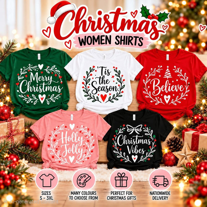Ladies' Christmas T-Shirts – Elegant Festive Designs