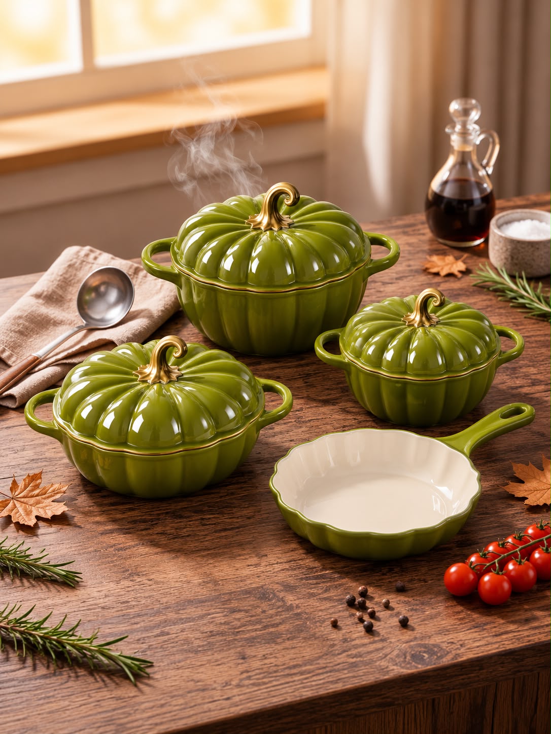 7-Piece Pumpkin-Shaped Cookware Set