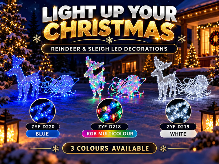 Reindeer & Sleigh LED Christmas Decoration – 12m LED Tube