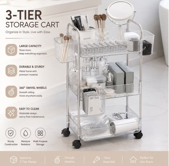 3-Tier Acrylic Multifunctional Cart
