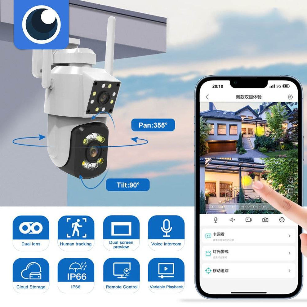 Outdoor Dual Lens Waterproof WiFi Camera