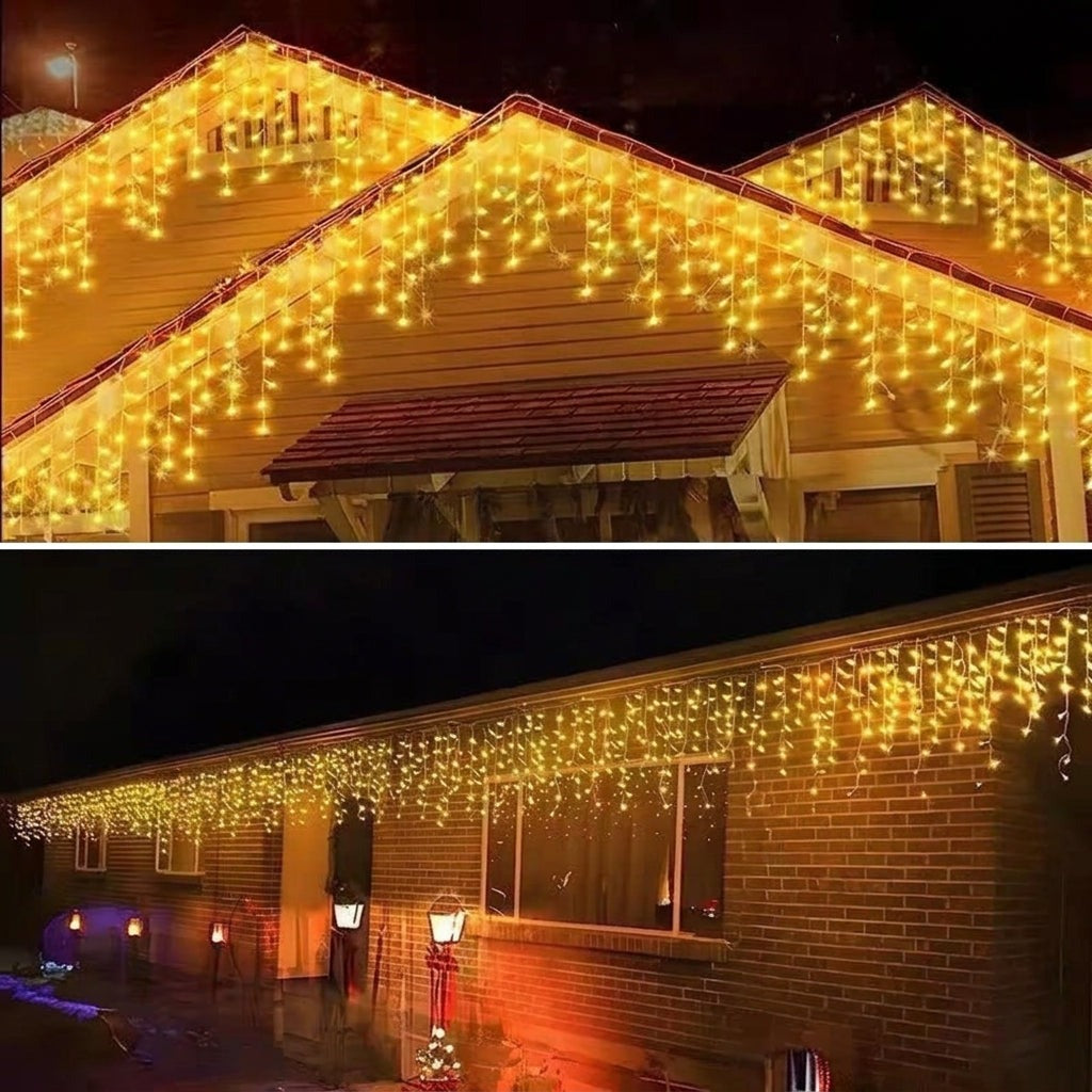 LED Icicle Curtain Lights – 3m Outdoor Warm White