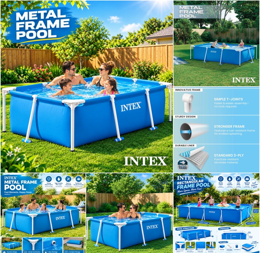 Intex Metal Frame Swimming Pool – 2.6m
