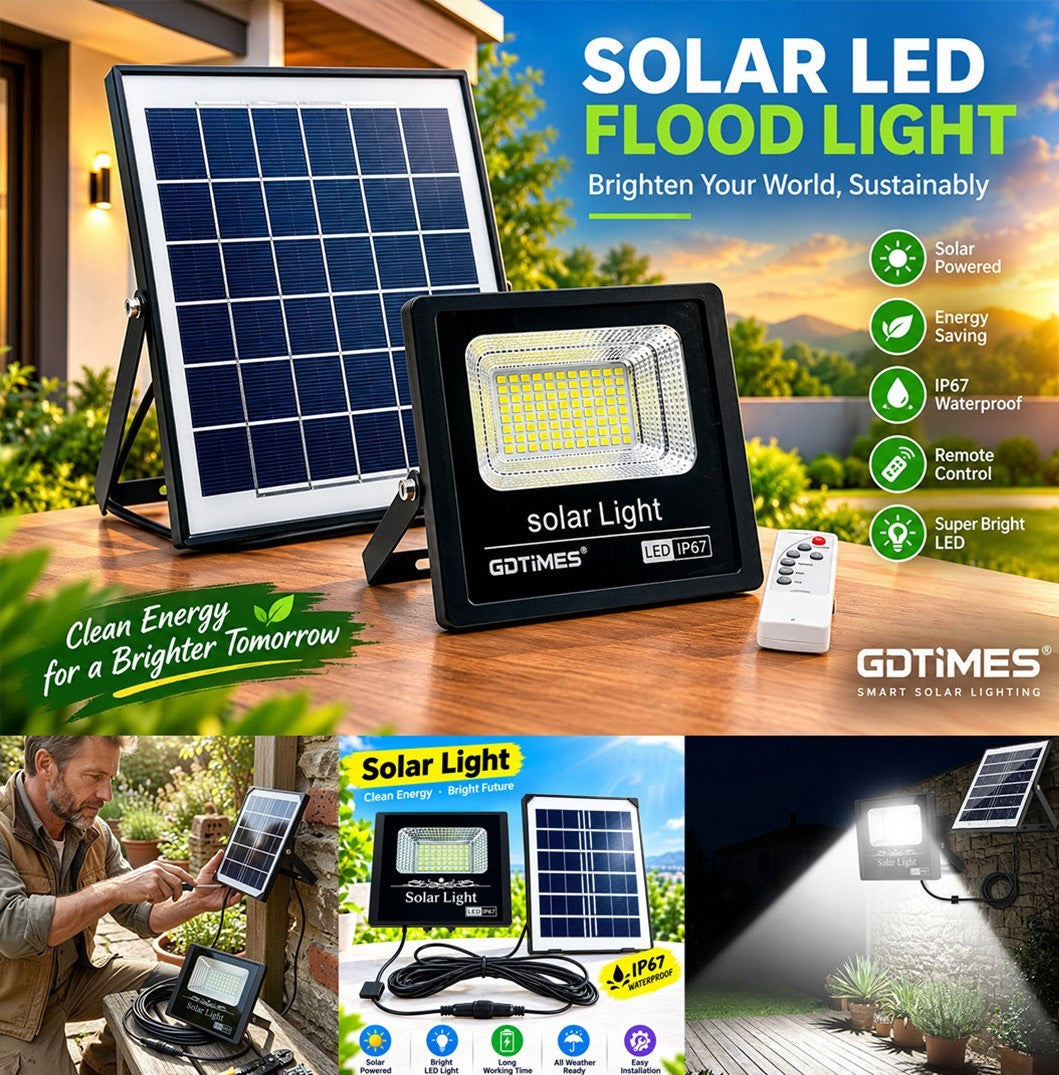 Outdoor LED Solar Flood Light – 30W