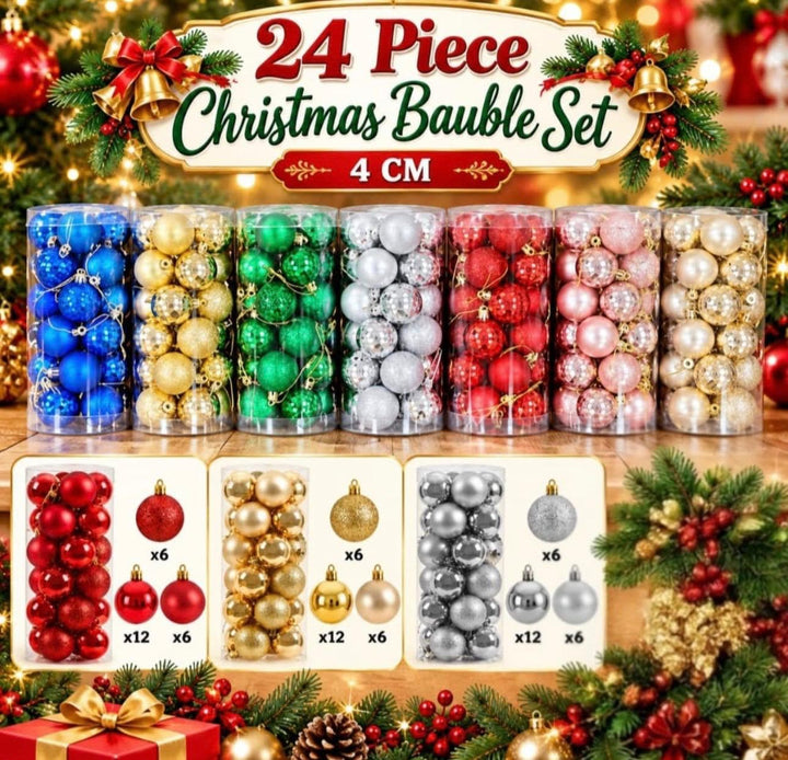4cm Christmas Bauble Set – 24 Pieces