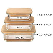 3-Piece Borosilicate Glass Container Set with Bamboo Lids