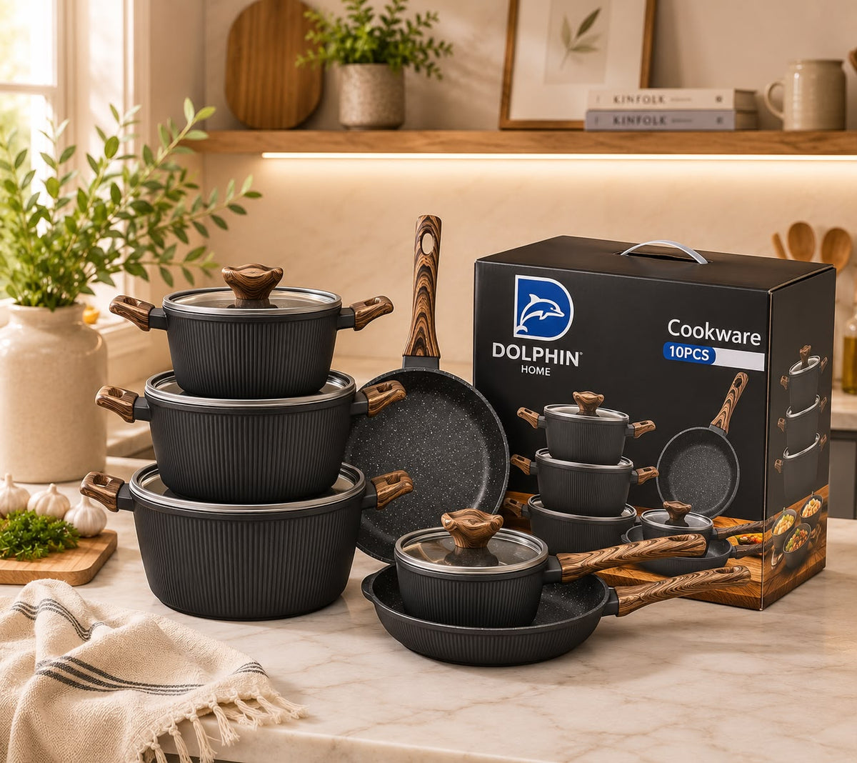 Dolphin Home 10-Piece Non-Stick Cookware Set
