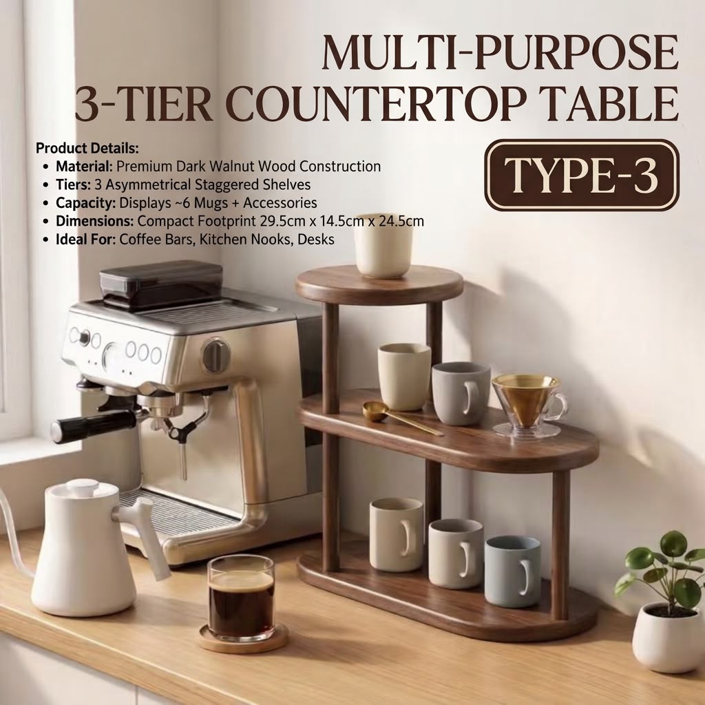 Multi-Purpose 3-Tier Countertop Storage Shelf – Type 3