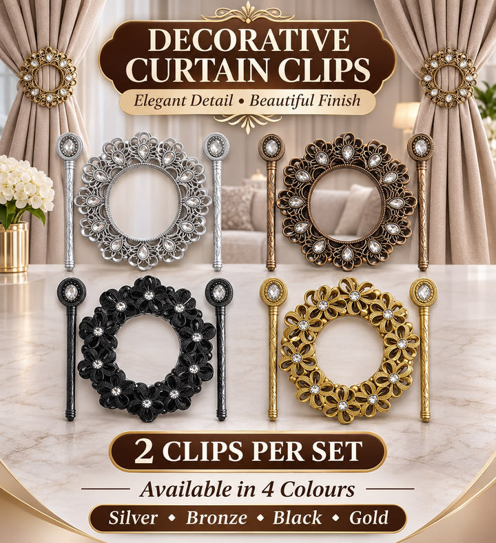 Elegant Decorative Curtain Clips – 2-Piece Set