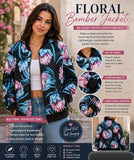 Pink & Blue Protea Puffer Jacket