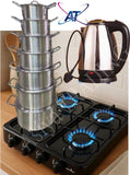 14 Piece Aluminum Pot Set, 4-Plate Gas Stove And 2L Electric Kettle Combo