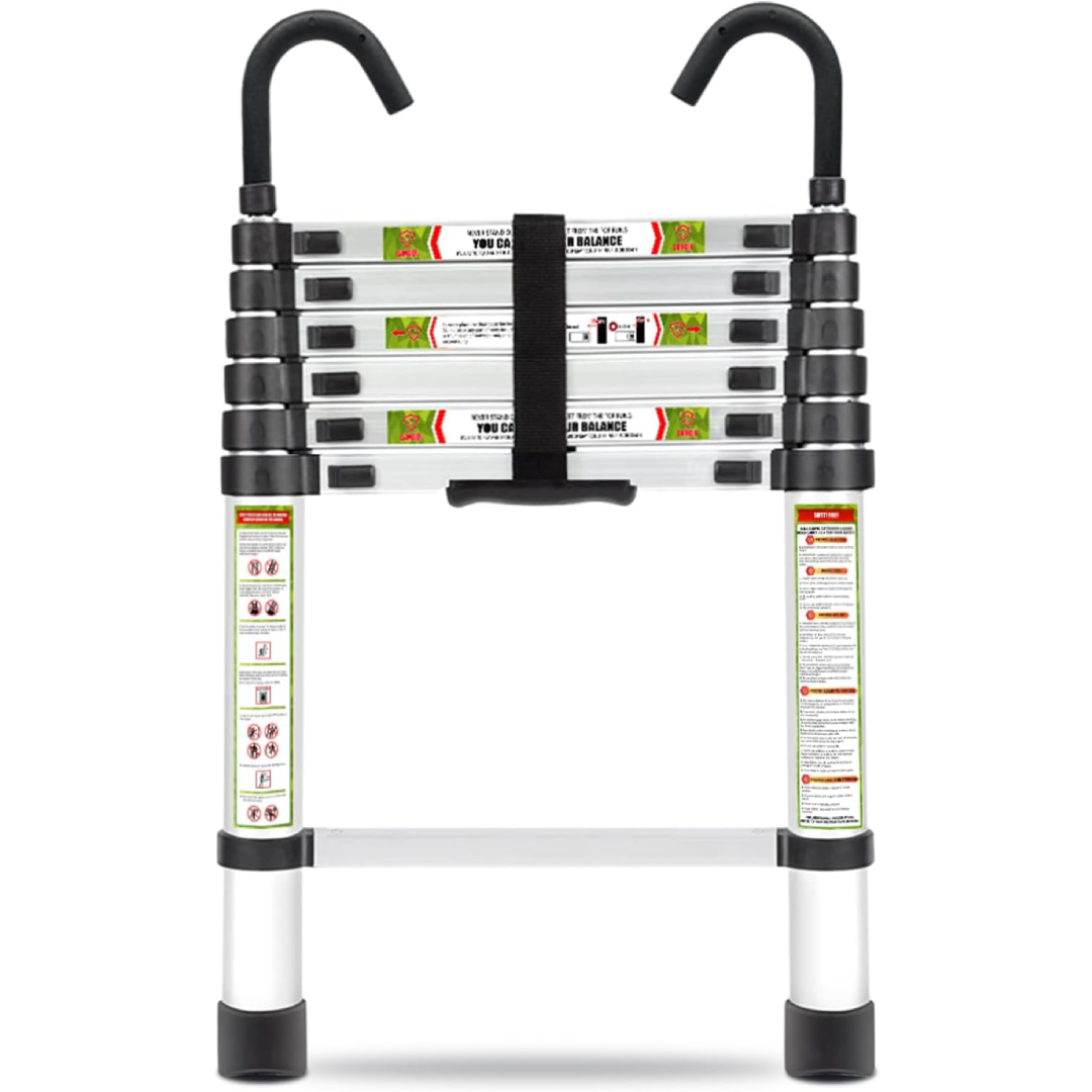 2.0m Telescoping Aluminum Step Ladder with Stable Hook 150kg Load Capacity