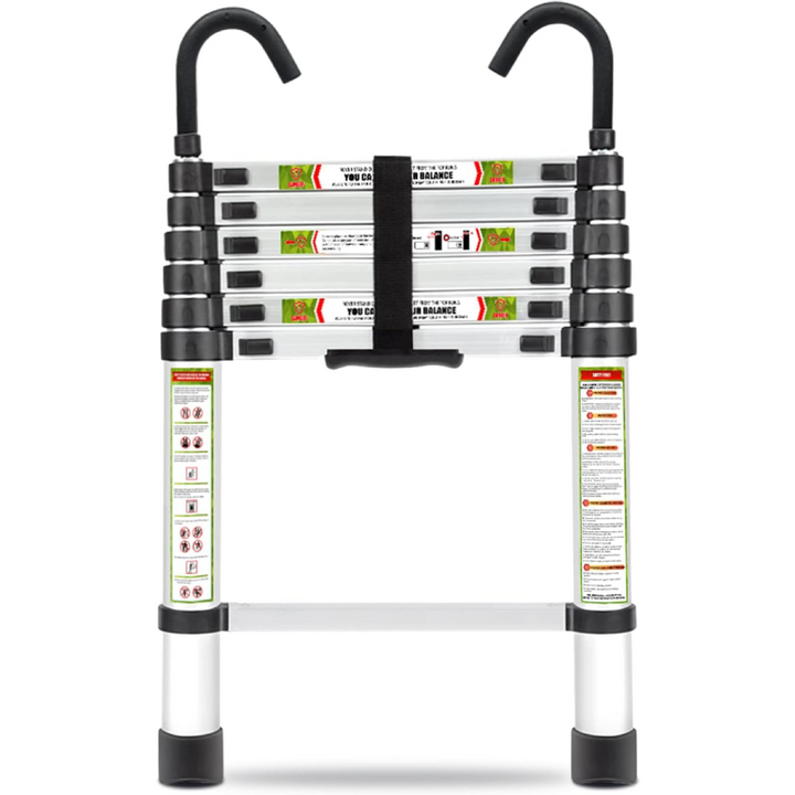 2.0m Telescoping Aluminum Step Ladder with Stable Hook 150kg Load Capacity