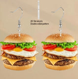 1 Pair Fashionable Acrylic Hamburger Earrings, 2D Cartoon Style Dangle Earrings For Women, Unique Personality Charm, Daily Wear & Party