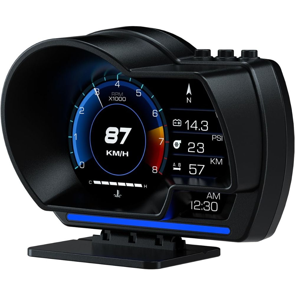 Car HUD Head Up Display P6,OBD+GPS Smart Gauge, Works Great for Most Cars